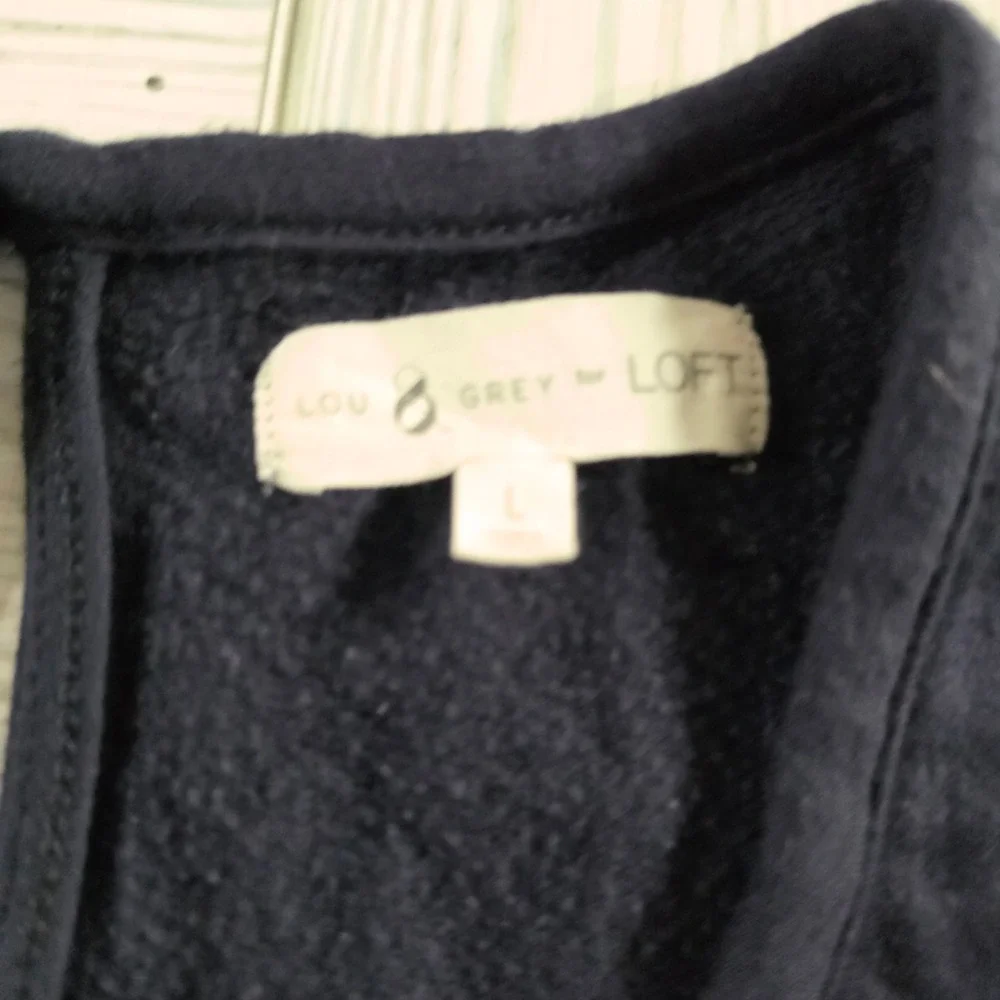 Lou & Grey for LOFT Womens Navy Blue Fleece Short Sleeve Romper Size L Pockets - Picture 5 of 5